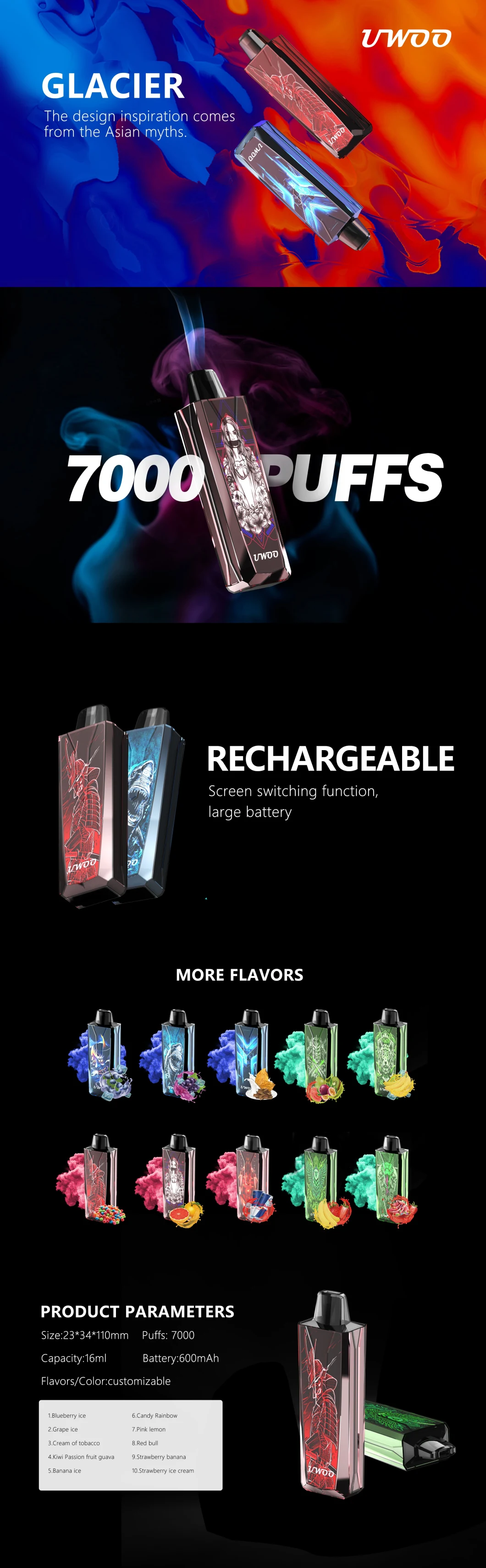 China Direct Buy Mod Vape 7000puffs 20mg Nicotine Salt Juice Smooth Taste Disposable Vape